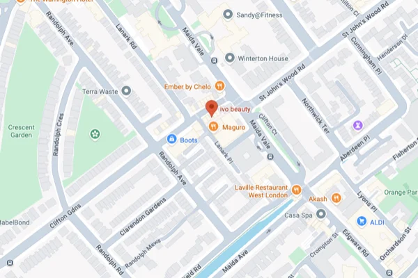 Map showing IVO Beauty location at 9 Clifton Road, Maida Vale, W9 near Warwick Avenue